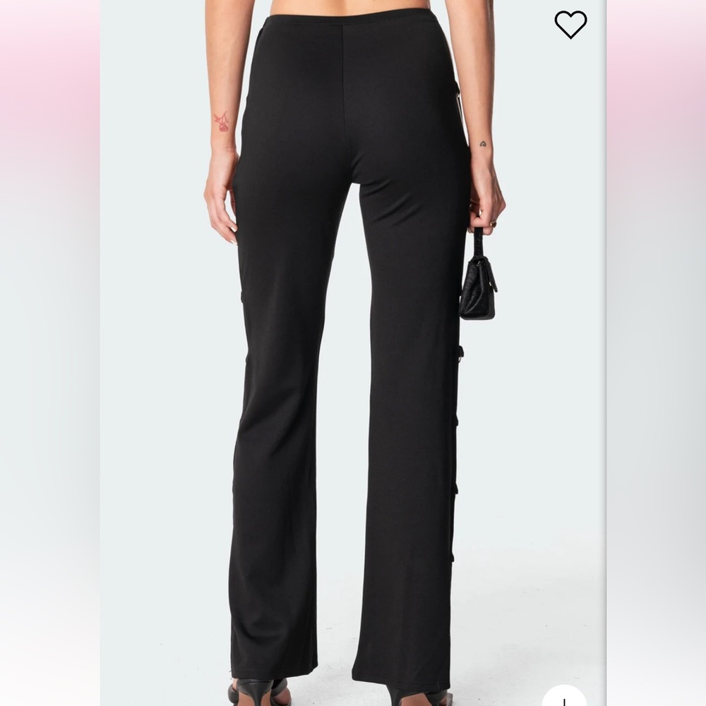Edikted small black flare pants with ring details